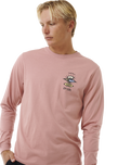 The Rip Curl Mens Search Icon Long Sleeve T-Shirt in Mushroom