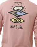 The Rip Curl Mens Search Icon Long Sleeve T-Shirt in Mushroom