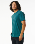 The Rip Curl Mens Searchers Embroidery T-Shirt in Blue & Green