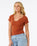 The Rip Curl Womens Soleil Textured Top in Dark Rust