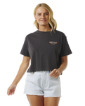 The Rip Curl Womens Coral Sands Crop T-Shirt in Washed Black