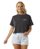 The Rip Curl Womens Coral Sands Crop T-Shirt in Washed Black