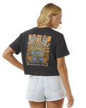 The Rip Curl Womens Coral Sands Crop T-Shirt in Washed Black