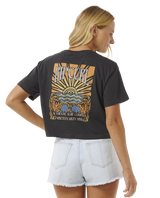 The Rip Curl Womens Coral Sands Crop T-Shirt in Washed Black