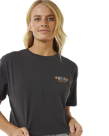 The Rip Curl Womens Coral Sands Crop T-Shirt in Washed Black