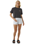 The Rip Curl Womens Coral Sands Crop T-Shirt in Washed Black