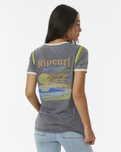 The Rip Curl Womens Ringer Surf Revival T-Shirt in Washed Black