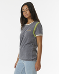 The Rip Curl Womens Ringer Surf Revival T-Shirt in Washed Black