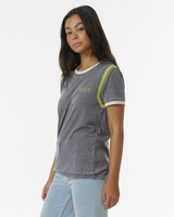 The Rip Curl Womens Ringer Surf Revival T-Shirt in Washed Black