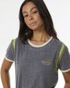 The Rip Curl Womens Ringer Surf Revival T-Shirt in Washed Black