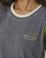 The Rip Curl Womens Ringer Surf Revival T-Shirt in Washed Black