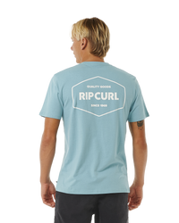 The Rip Curl Mens Stapler T-Shirt in Dusty Blue