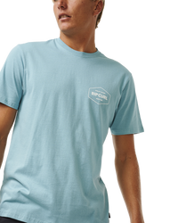 The Rip Curl Mens Stapler T-Shirt in Dusty Blue