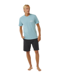 The Rip Curl Mens Stapler T-Shirt in Dusty Blue