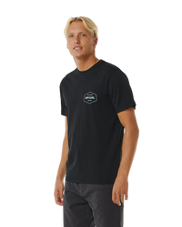 The Rip Curl Mens Stapler T-Shirt in Black