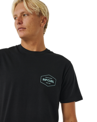 The Rip Curl Mens Stapler T-Shirt in Black