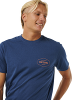 The Rip Curl Mens Stapler T-Shirt in Washed Navy