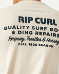 The Rip Curl Mens Heritage Ding Repairs T-Shirt in Vintage White