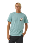 The Rip Curl Mens Surf Revival Peaking T-Shirt in Dusty Blue