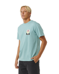 The Rip Curl Mens Surf Revival Peaking T-Shirt in Dusty Blue