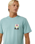 The Rip Curl Mens Surf Revival Peaking T-Shirt in Dusty Blue