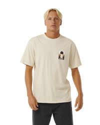 The Rip Curl Mens Surf Revival Peaking T-Shirt in Vintage White