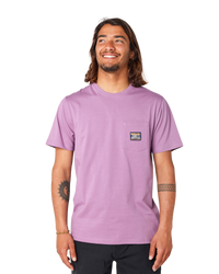 The Rip Curl Mens Surf Paradise Badge T-Shirt in Dusty Purple