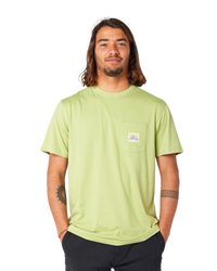 The Rip Curl Mens Surf Paradise Badge T-Shirt in Light Khaki