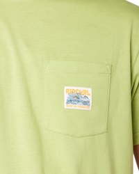 The Rip Curl Mens Surf Paradise Badge T-Shirt in Light Khaki