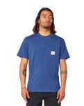 The Rip Curl Mens Surf Paradise Badge T-Shirt in Washed Navy