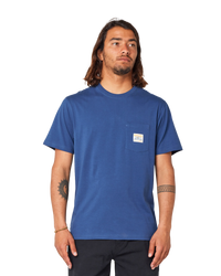 The Rip Curl Mens Surf Paradise Badge T-Shirt in Washed Navy