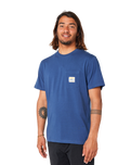 The Rip Curl Mens Surf Paradise Badge T-Shirt in Washed Navy