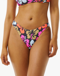 The Rip Curl Womens Hibiscus Heat Hi Cut Cheeky Bikini Bottoms in Multi