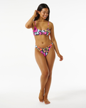 The Rip Curl Womens Hibiscus Heat Hi Cut Cheeky Bikini Bottoms in Multi