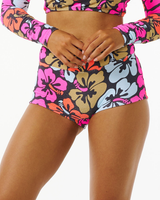 The Rip Curl Womens Hibiscus Heat Boyleg Bikini Bottoms in Multi