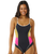 The Rip Curl Womens Hibiscus Heat Splice One Piece Swimsuit in Washed Black