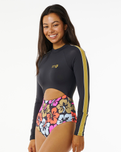 The Rip Curl Womens Hibiscus Heat Splice Long Sleeve One Piece Swimsuit in Multi