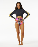 The Rip Curl Womens Hibiscus Heat Splice Long Sleeve One Piece Swimsuit in Multi