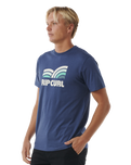 The Rip Curl Mens Surf Revival Capture T-Shirt in Washed Navy