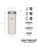 The Stanley Aerolight Transit 16oz Mug in Rose Quartz Metallic