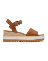 The Toms Womens Diana Tan Leather Wedge Sandals in Tan