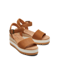 The Toms Womens Diana Tan Leather Wedge Sandals in Tan