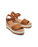 The Toms Womens Diana Tan Leather Wedge Sandals in Tan