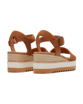 The Toms Womens Diana Tan Leather Wedge Sandals in Tan