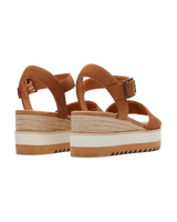 The Toms Womens Diana Tan Leather Wedge Sandals in Tan