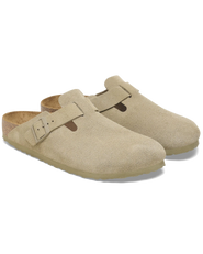 The Birkenstock Mens Boston Suede Leather Sandals in Faded Khaki