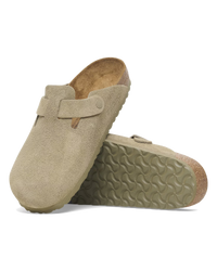 The Birkenstock Mens Boston Suede Leather Sandals in Faded Khaki