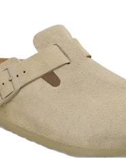 The Birkenstock Mens Boston Suede Leather Sandals in Faded Khaki