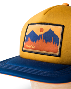 The Kavu Mens Foam Dome Trucker Cap in Sunset Skies