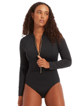 The Seafolly Womens Collective Zip Front Surfsuit (2023) in Black